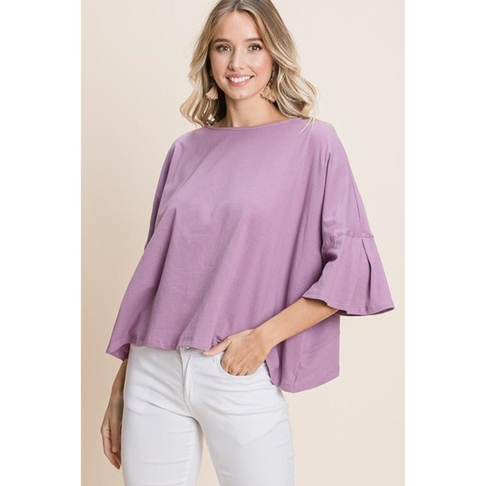 Solid Cotton Casual Top - Picture 1 of 5